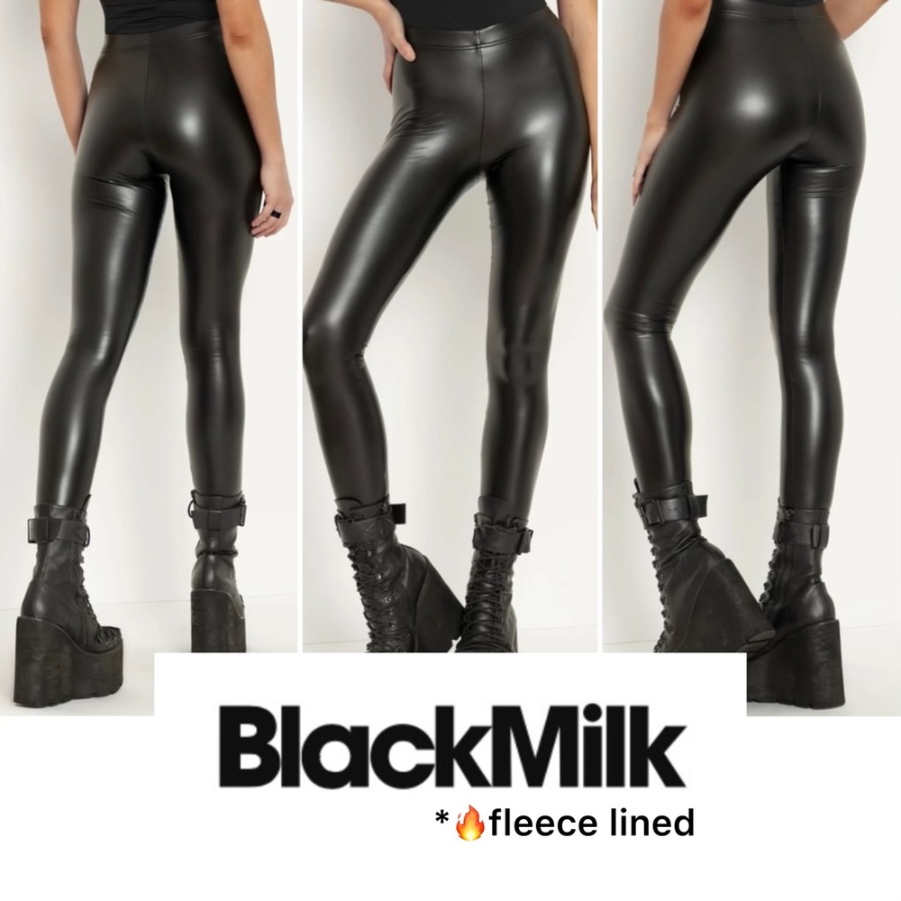 NWT - FLEECE LINED FAUX LEATHER - L - BLACKMILK
